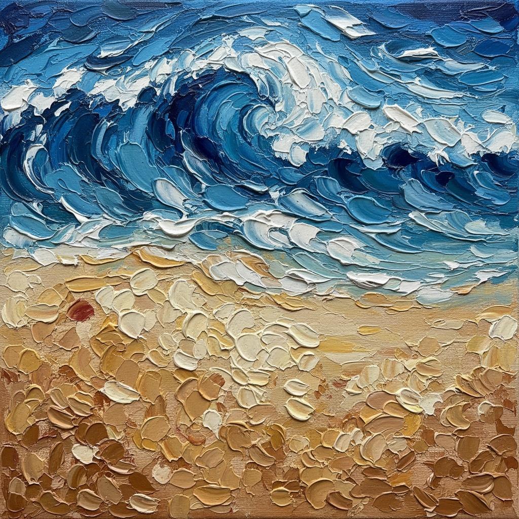 Turbulent Azure Crests And The Sculptural Rhythm Of An Ochre Shoreline — David Moreau