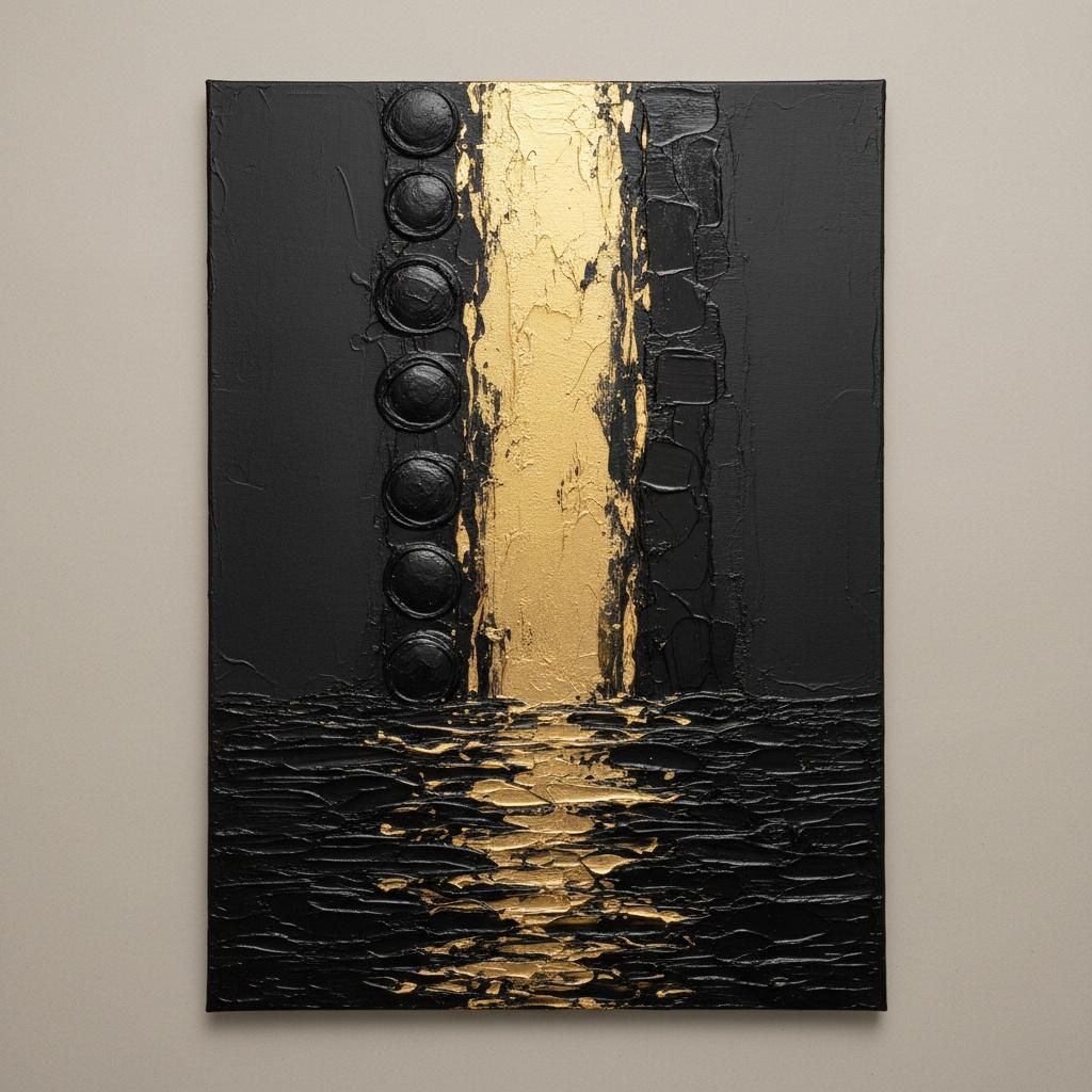 Golden Monolith In Obsidian Silence: A Singular Monument Of Sculptural Light And Shadow — David Moreau
