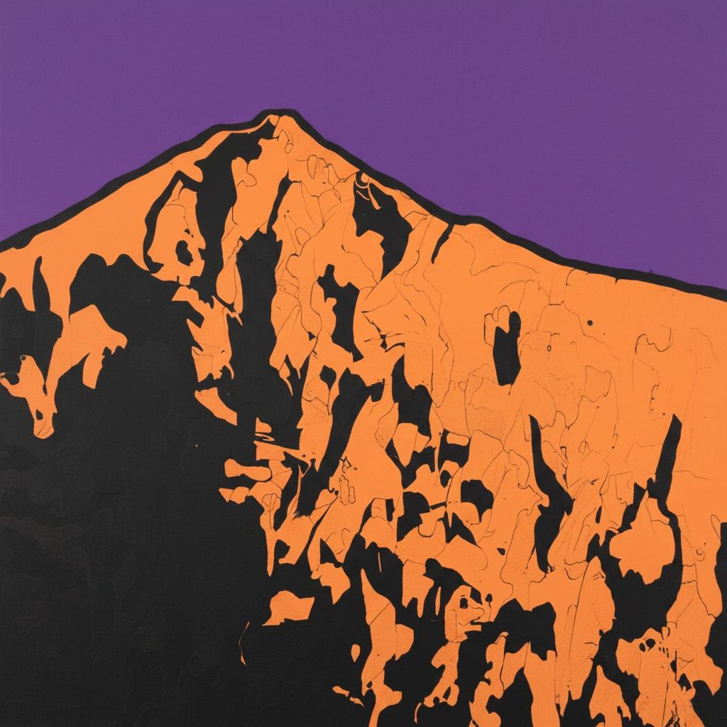 Fragmented Monolith In Violet And Amber: A Singular Vision Of Jagged Permanence — Caroline Pelletier