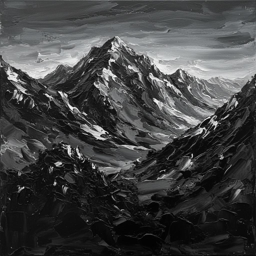 Monolithic Silence: The Sculpted Interplay Of Obsidian Crags And Silver Light — David Moreau