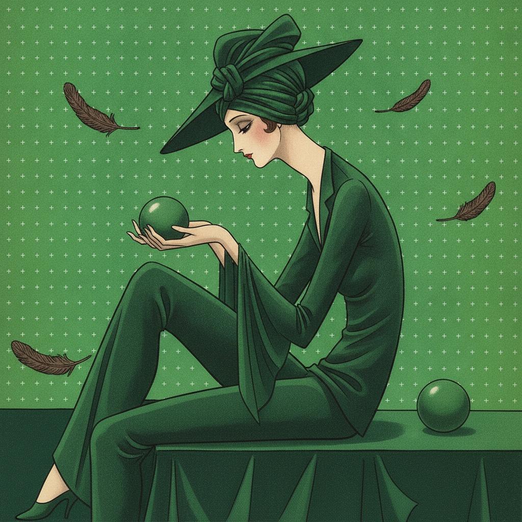 Verdant Profile Amidst A Geometric Grid Of White Crosses — Valentin Laurent De Courcey