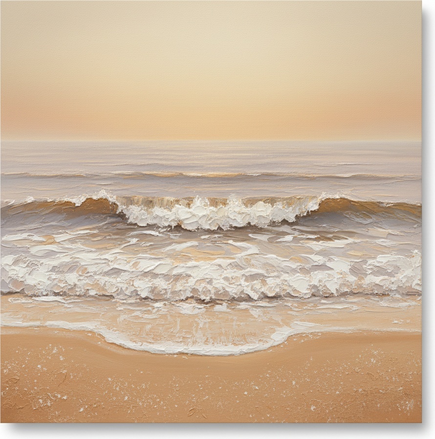 Ethereal Ochre Tides: A Meditative Study Of Sculptural Waves And Golden Horizon — Laurent Roche