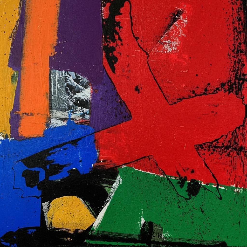Crimson Fragments And Primordial Layers In A Monumental Study Of Abstract Chaos — Caroline Pelletier