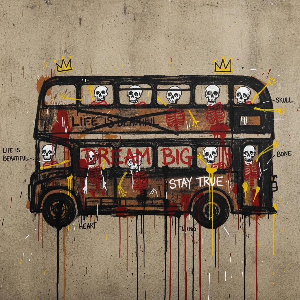 Ephemeral Transit: A Gritty Urban Requiem Of Bone And Crimson Splatter — Laurent Caron