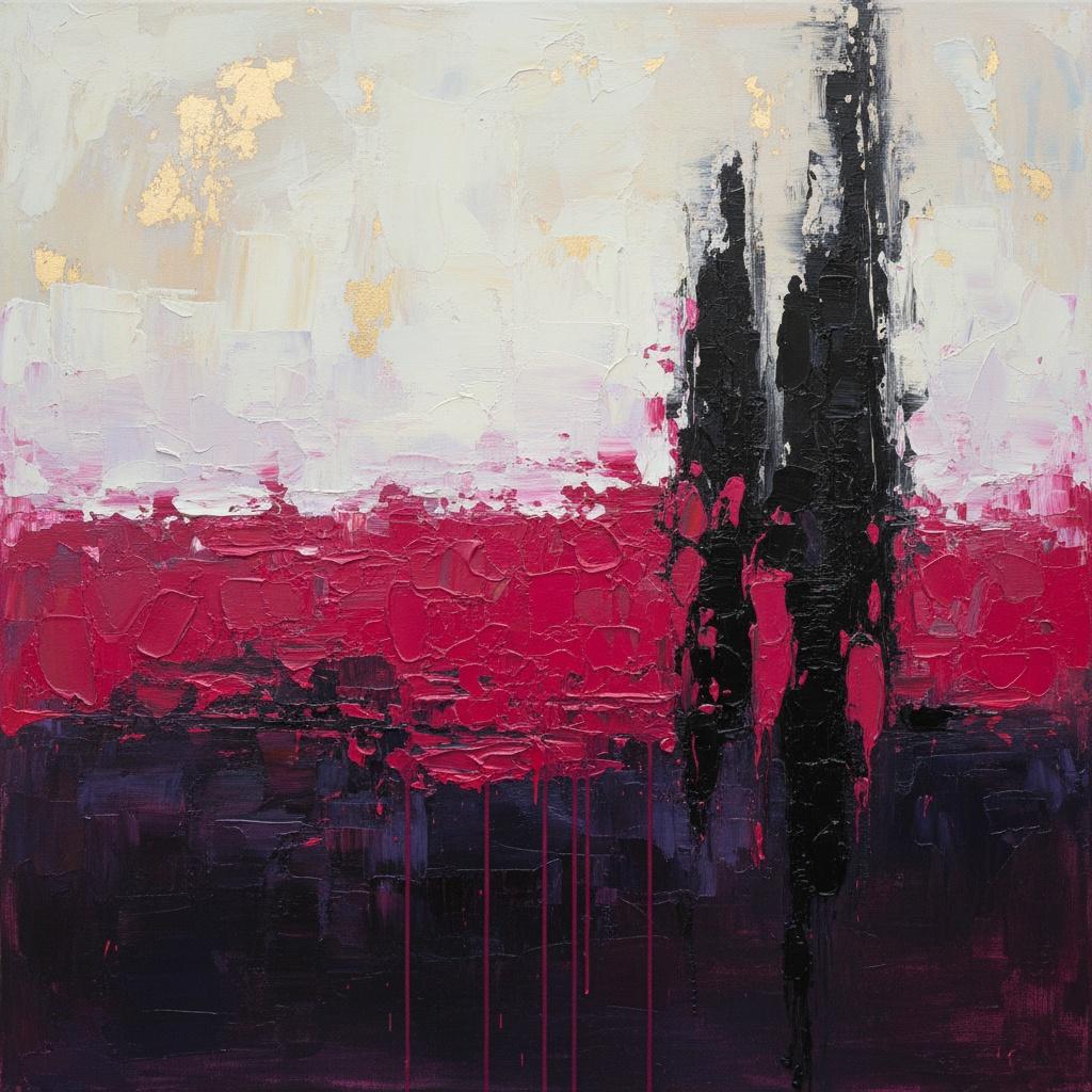 Crimson Horizon Over Gilded Void: A Monumental Study In Texture And Shadow — Christian Noiret