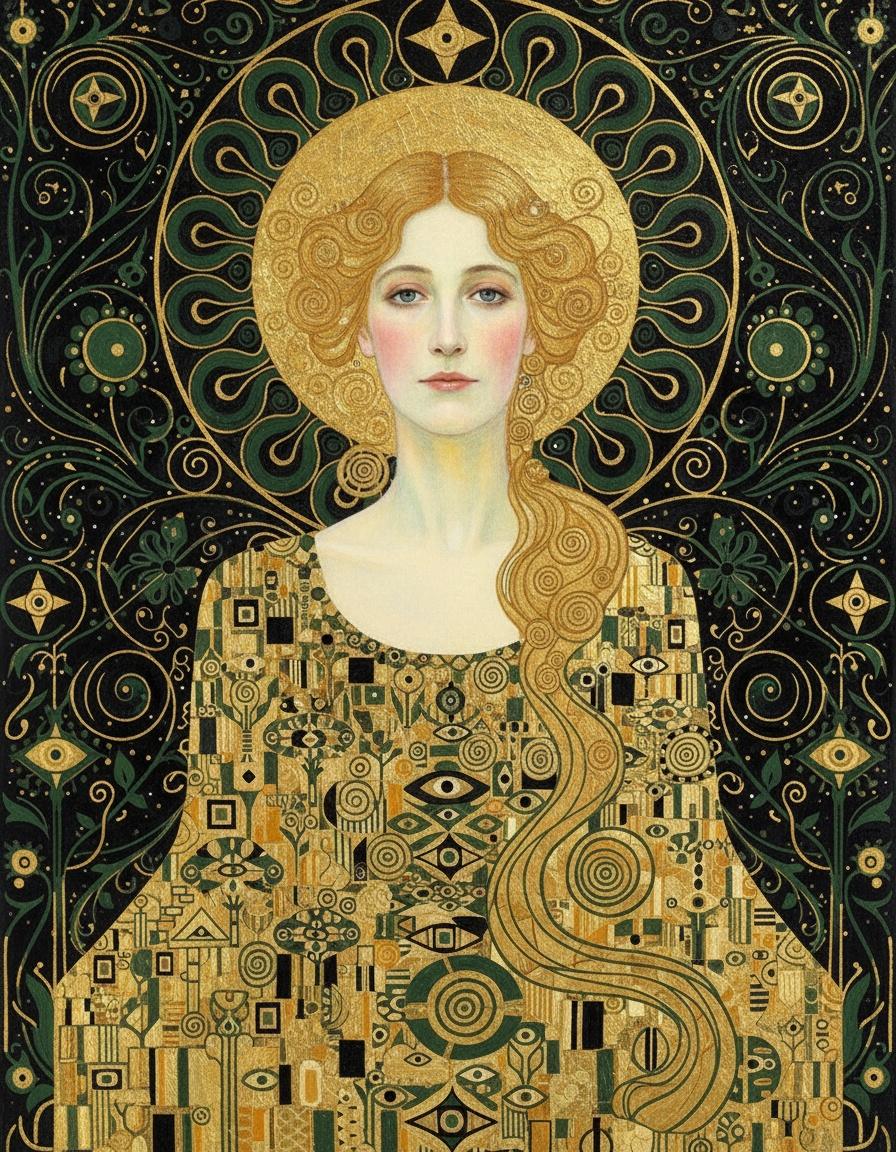 The Gilded Nimbus: An Icon Of Verdant Transcendence — Jacques Villedieu