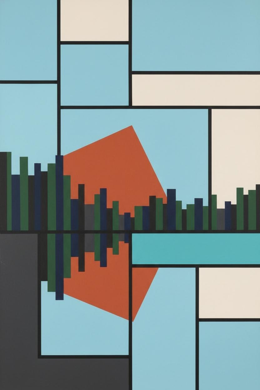 Rhythmic Equilibrium In Ochre And Slate — Hélène Colin