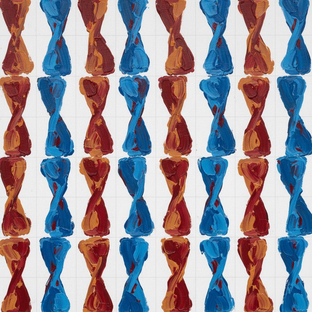 Rhythmic Echoes Of Cerulean And Ochre In A Meditative Impasto Grid — Julien Vasseur