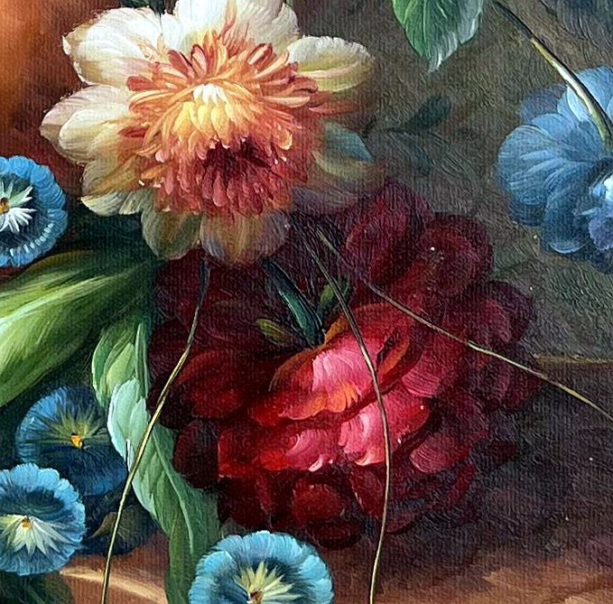 Baroque Floral Still Life with Roses and Peonies - detail