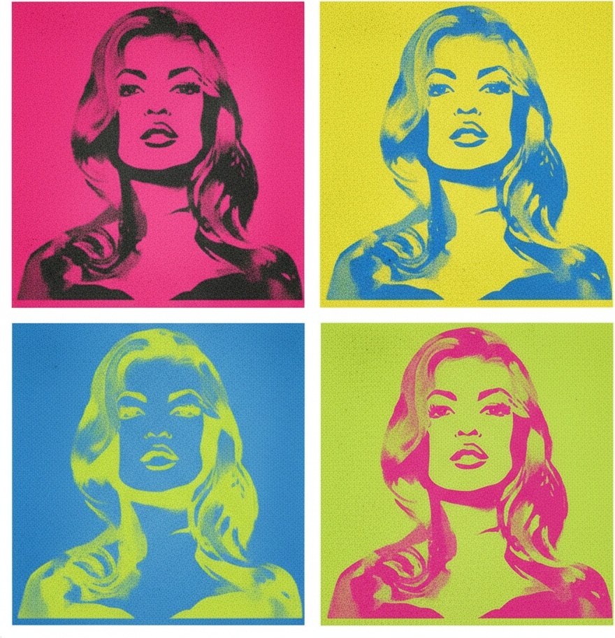 Chromatic Quadrants: A Monolithic Study In Symmetrical Pop Art Vibrancy — Jean-paul Faubert