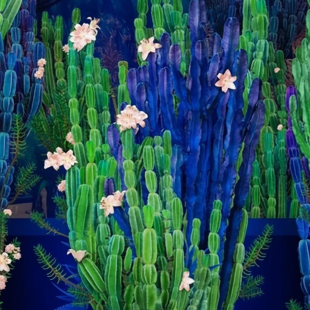Azure Columns Of Midnight Bloom: A Meditative Study In Cobalt And Emerald — Isabelle Dupuis