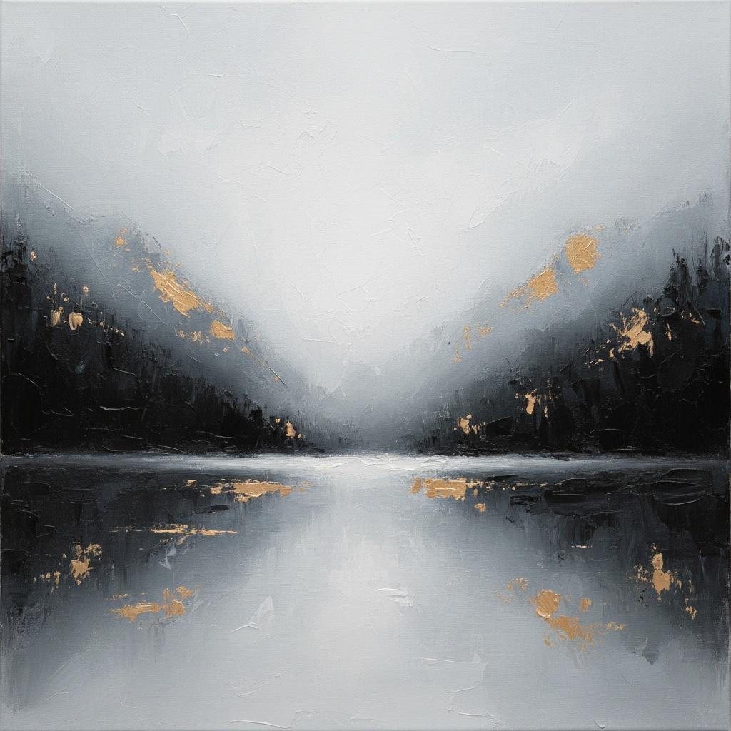 Ethereal Monoliths In Charcoal And Gold: A Singular Vision Of Silent Midnight Serenity — Laurent Roche