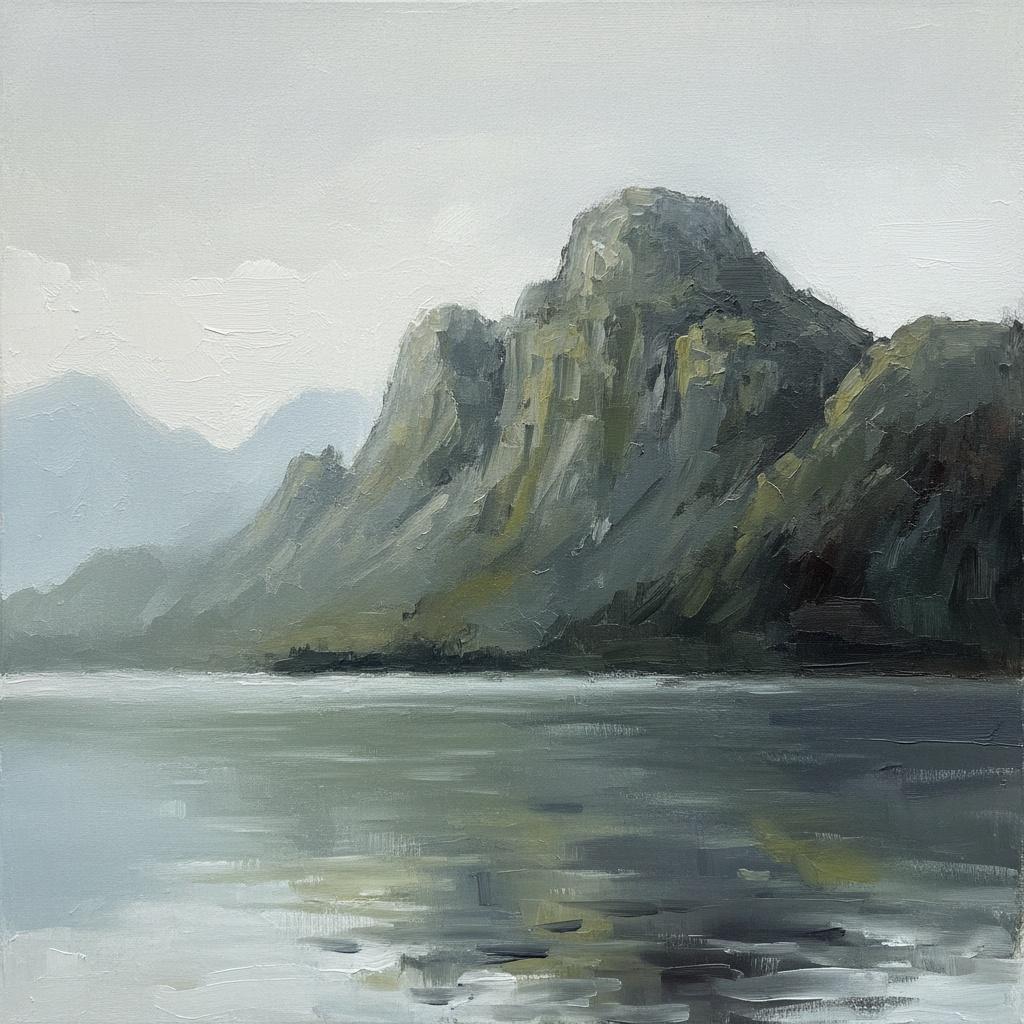 Monolithic Silence: A Solemn Study Of Misted Peaks And Slate Shadows — Christian Noiret