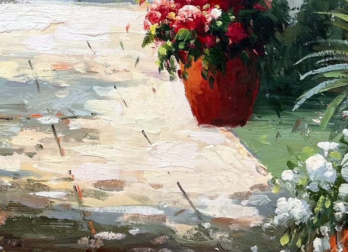 Impressionist Mediterranean Terrace Overlooking Sea - detail