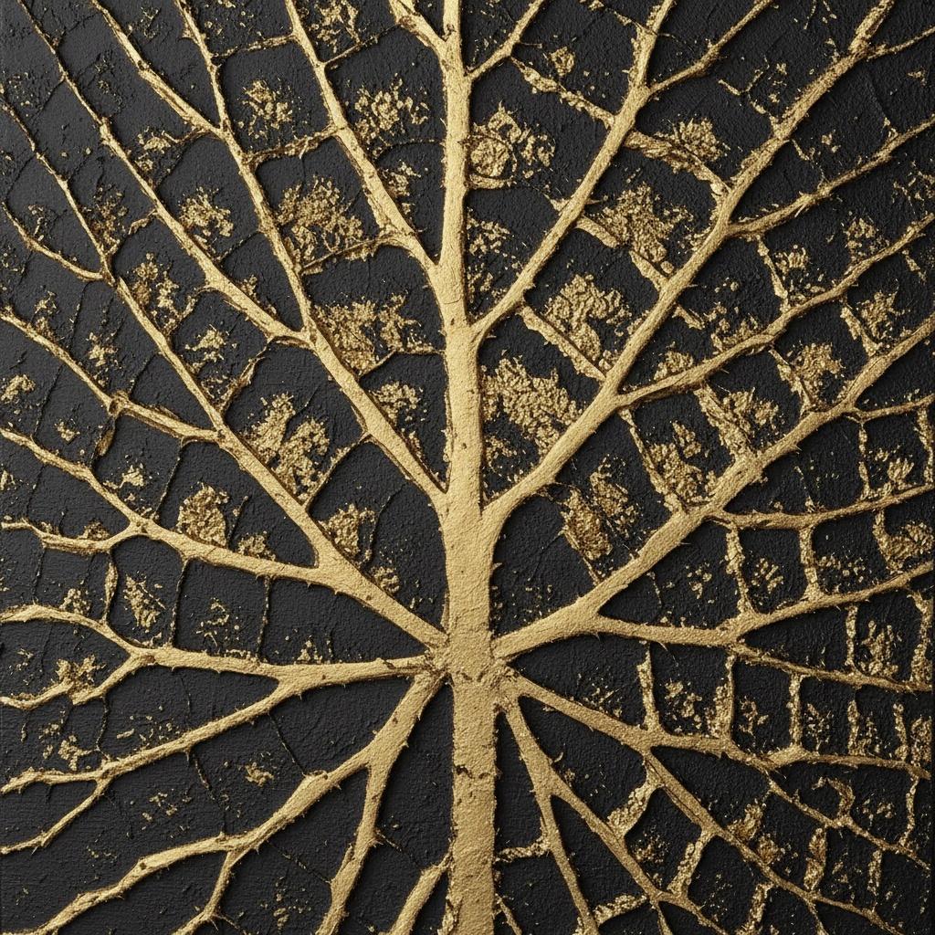 Gilded Veins Of Midnight: A Monumental Study In Charcoal And Radiant Gold — David Moreau