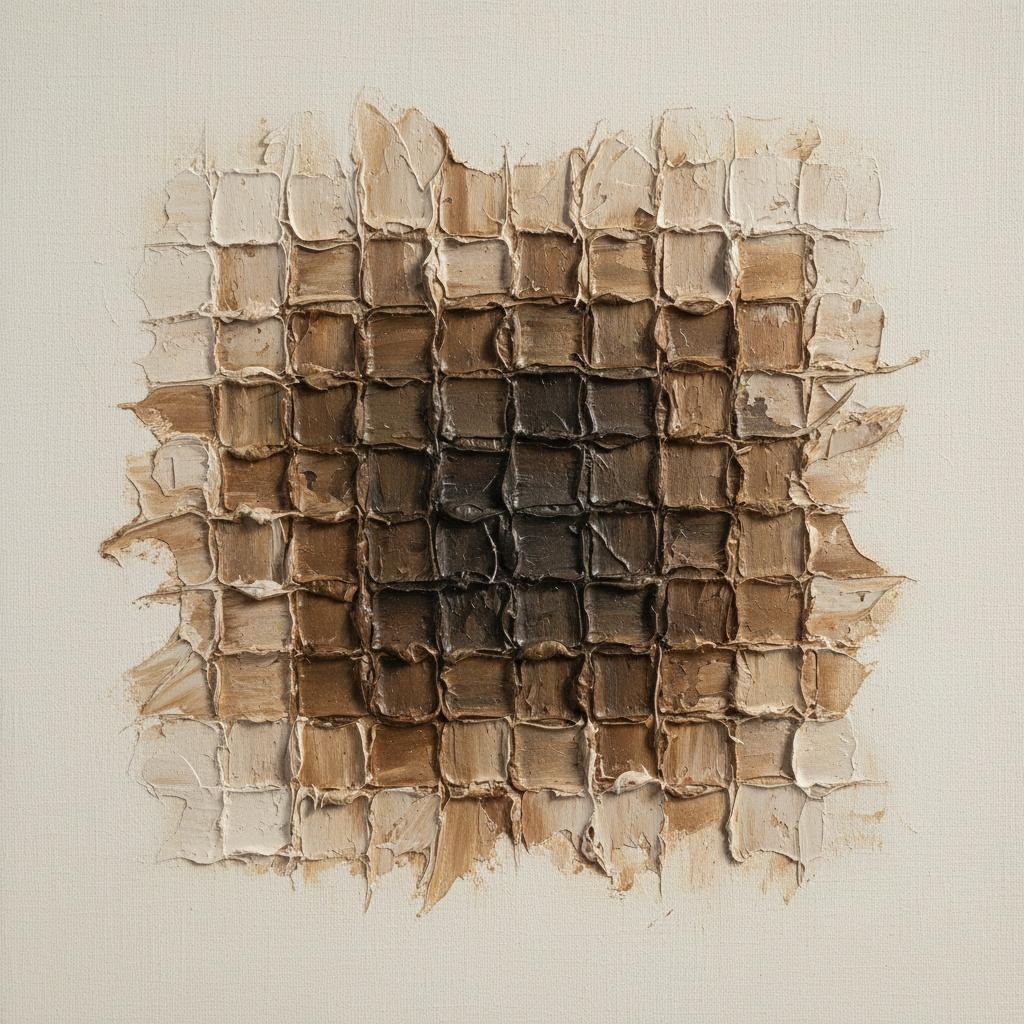 Monolithic Earth: A Sculptural Study In Umber Relief And Fragmented Organic Grids — David Moreau