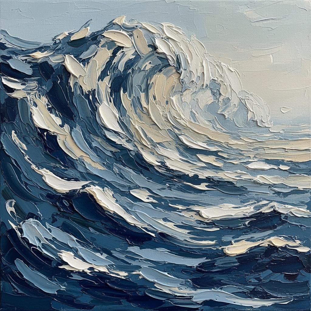 Monolithic Surge Of Midnight Blue And Sculptural White Impasto Tides — David Moreau