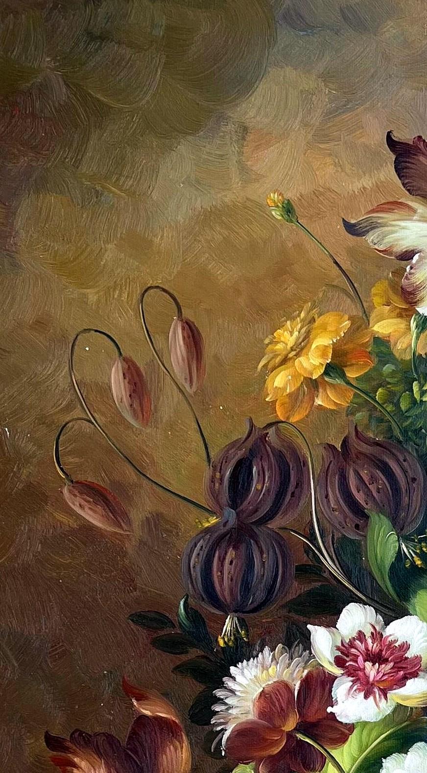 Baroque Floral Still Life with Roses and Lilies - detail