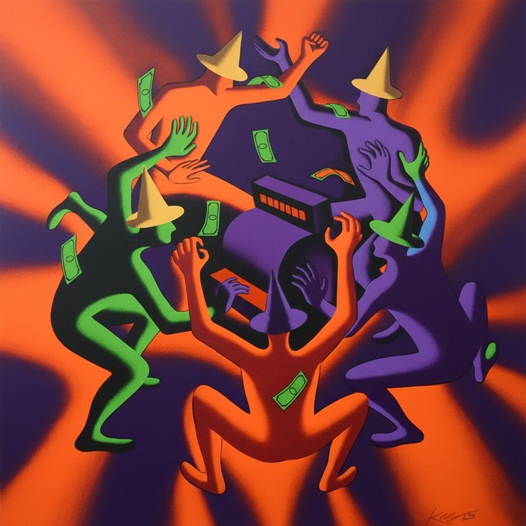 Celestial Orbit Of Violet Silhouettes In A Radiant Burst Of Kinetic Energy — Caroline Pelletier