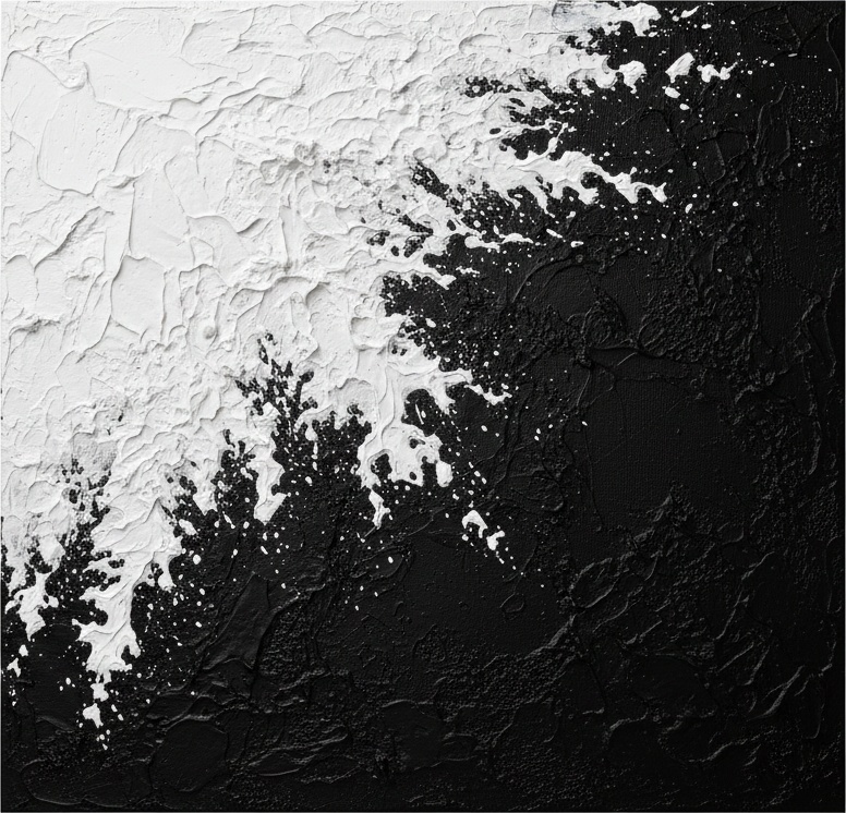 Monolithic Fracture In White Impasto Amidst A Primordial Black Void — Christian Noiret
