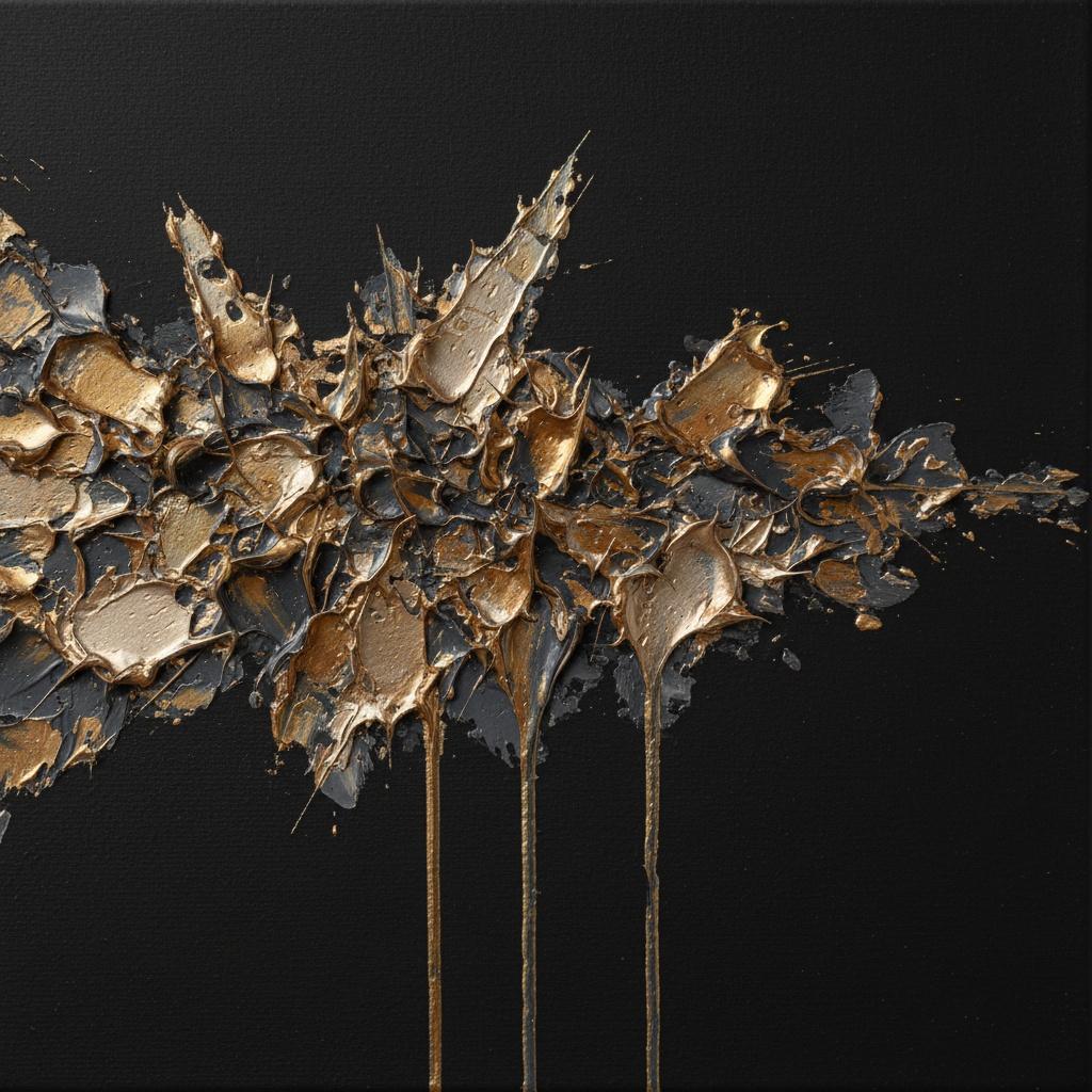 Gilded Fracture: A Monumental Study Of Spontaneous Gold And Charcoal Chaos — David Moreau