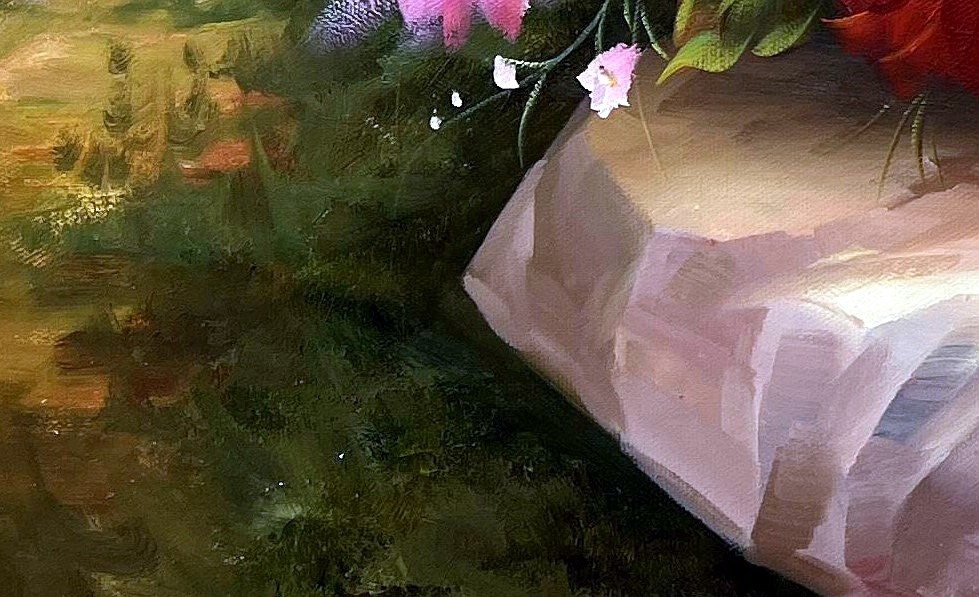Vibrant Romanticist Floral Still Life - detail