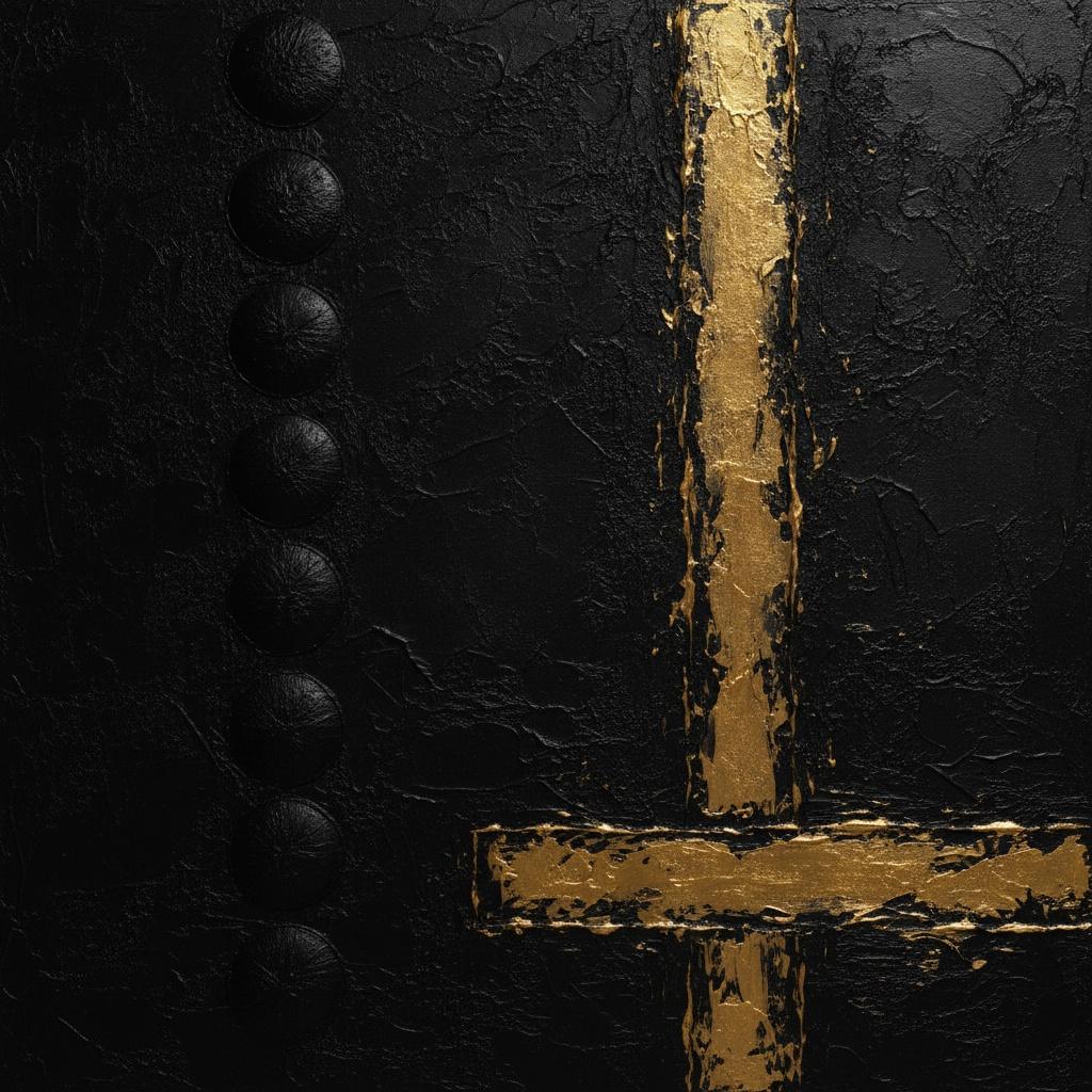 Gilded Intersection Amidst Weathered Black Relief — David Moreau