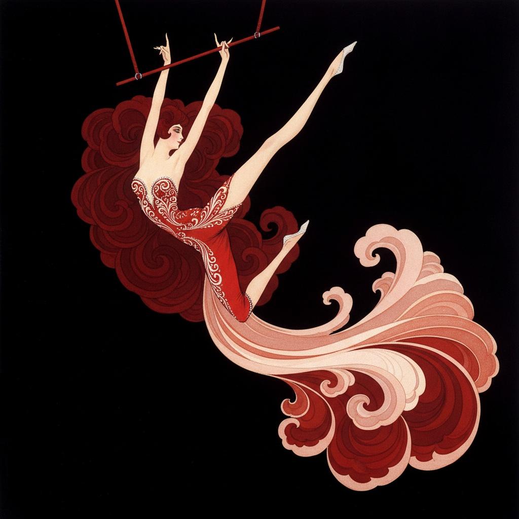 Crimson Swirls Of A Descending Silhouette — Valentin Laurent De Courcey