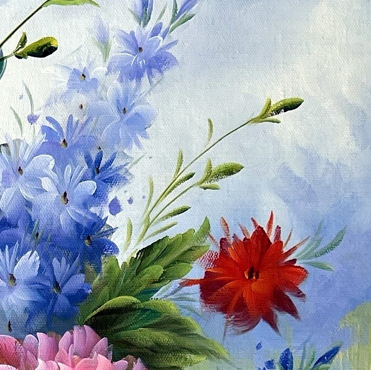 Impressionist Floral Bouquet on Stone Ledge - detail