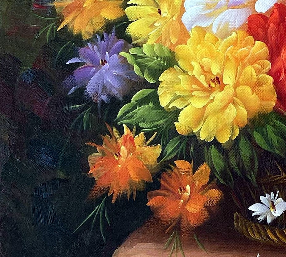 Romanticist Floral Bouquet in Rustic Basket - detail
