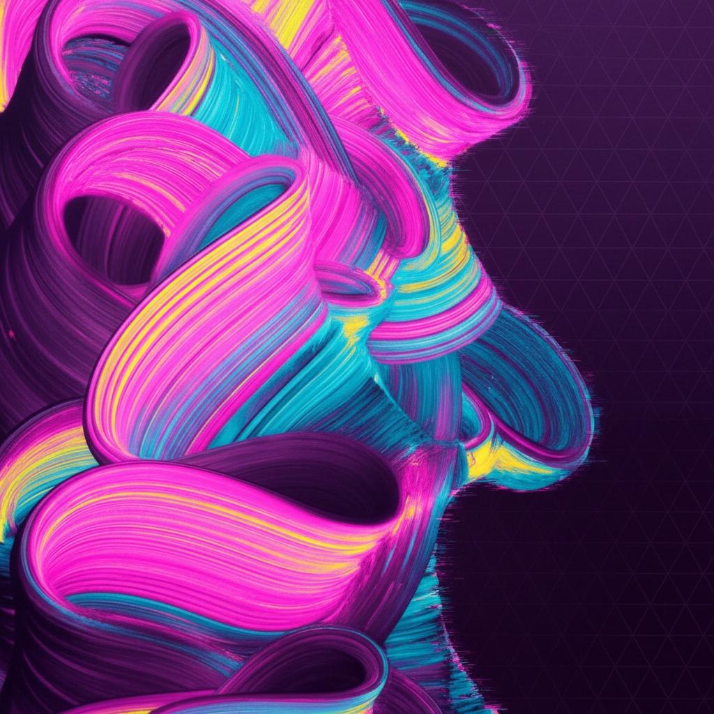 Chromatic Resonance: An Ethereal Dance Of Fluid Ribbons In Midnight Void — Isabelle Dupuis