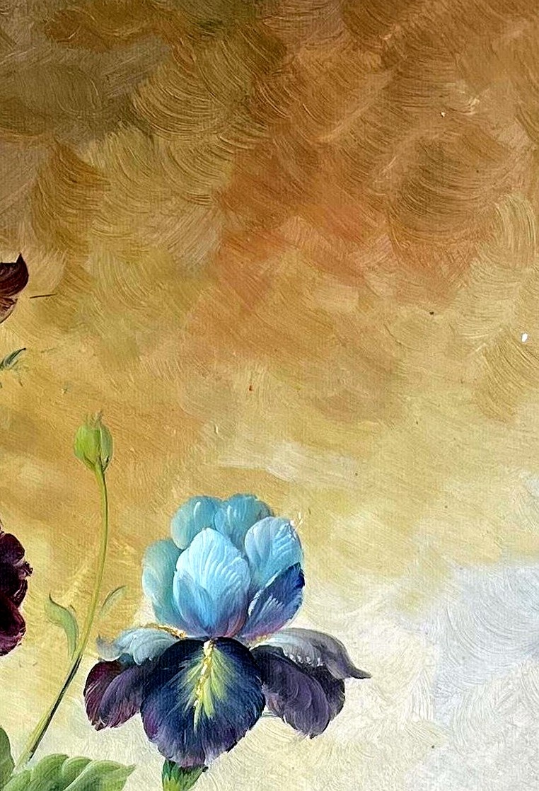 Baroque Floral Still Life with Roses and Lilies - detail