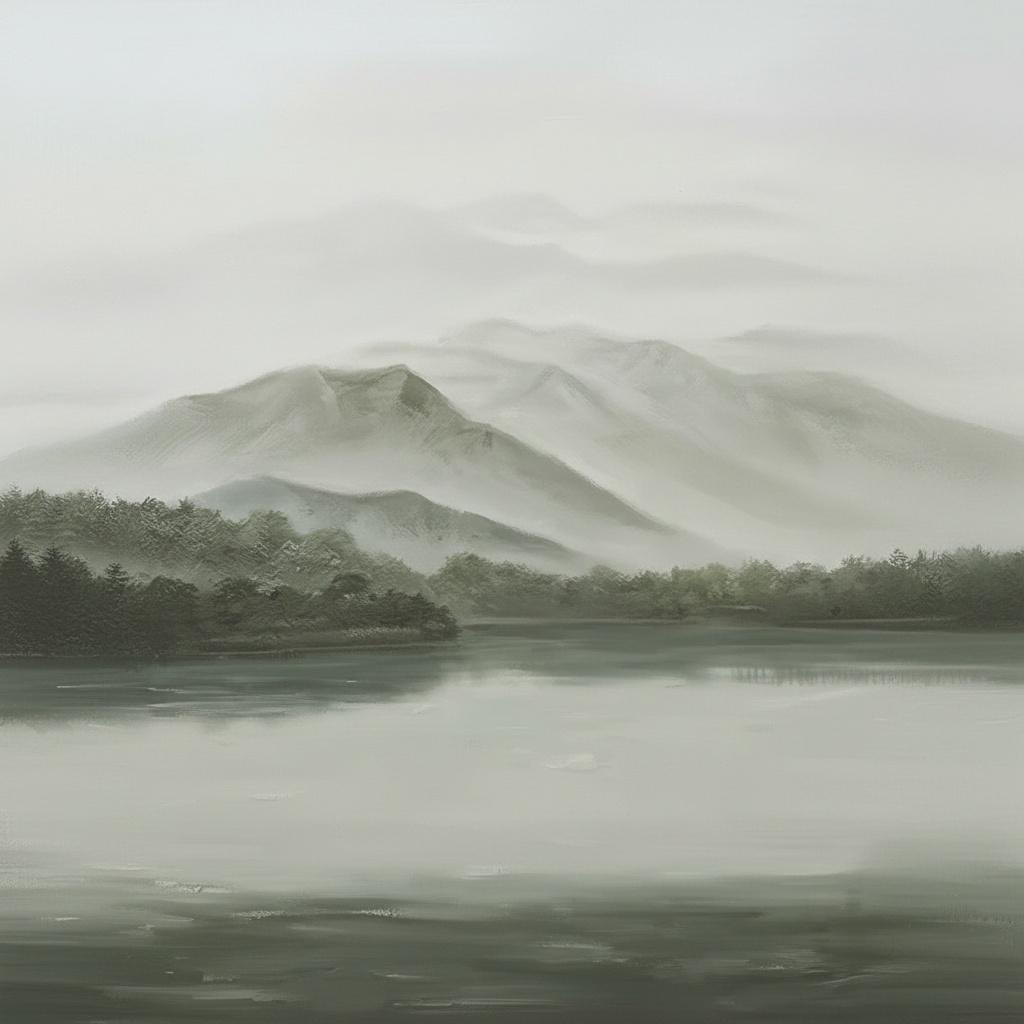 Ethereal Silence Of The Sage Mist Over Veiled Mountain Peaks — Laurent Roche