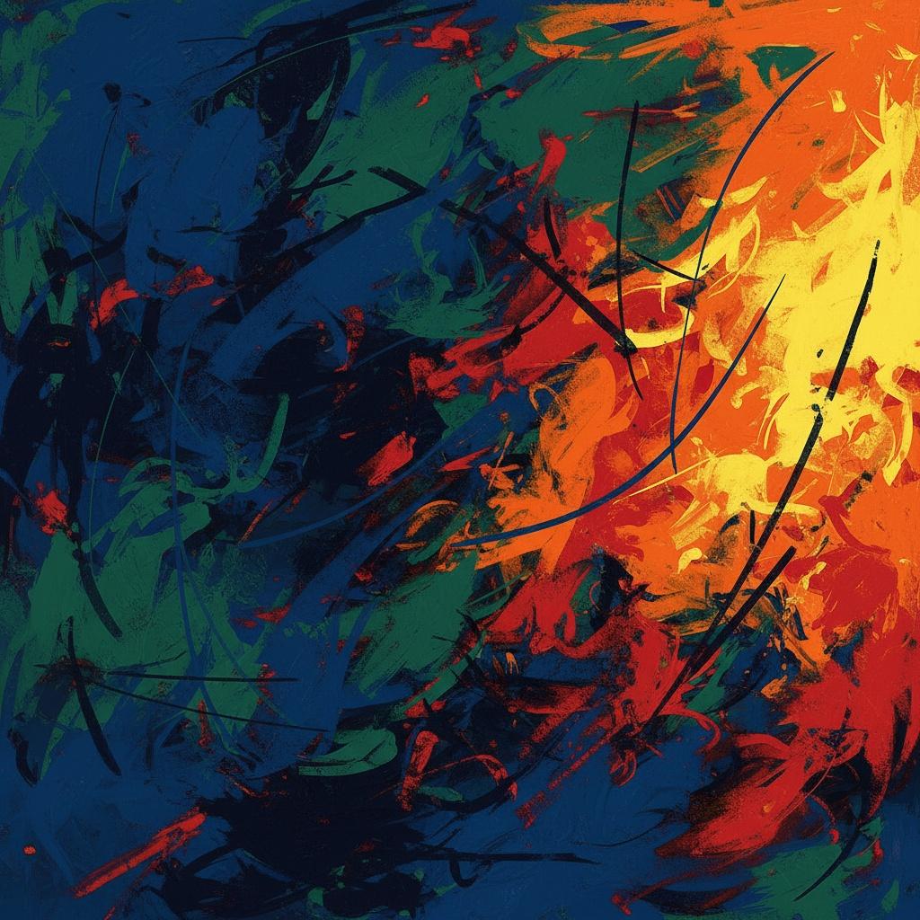 Celestial Combustion: An Energetic Symphony Of Primal Fire And Nocturnal Blue — Christian Noiret