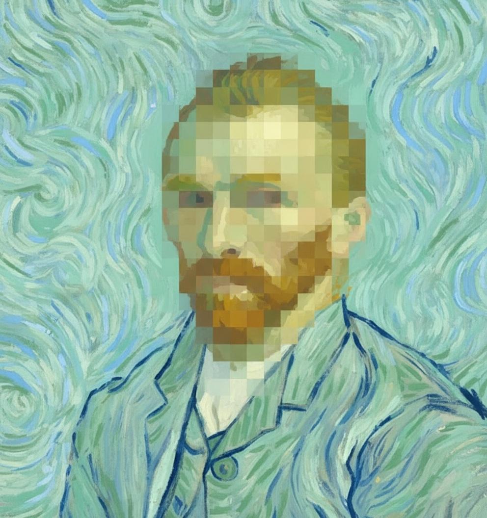 Fragmented Soul In Teal Swirls: A Unique Digital Mosaic Of Timeless Memory — Olivier Lambert