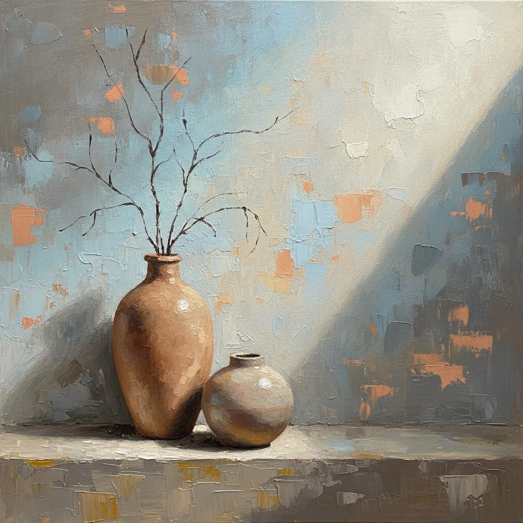 Ochre Vessels Under A Diagonal Beam Of Light — David Moreau