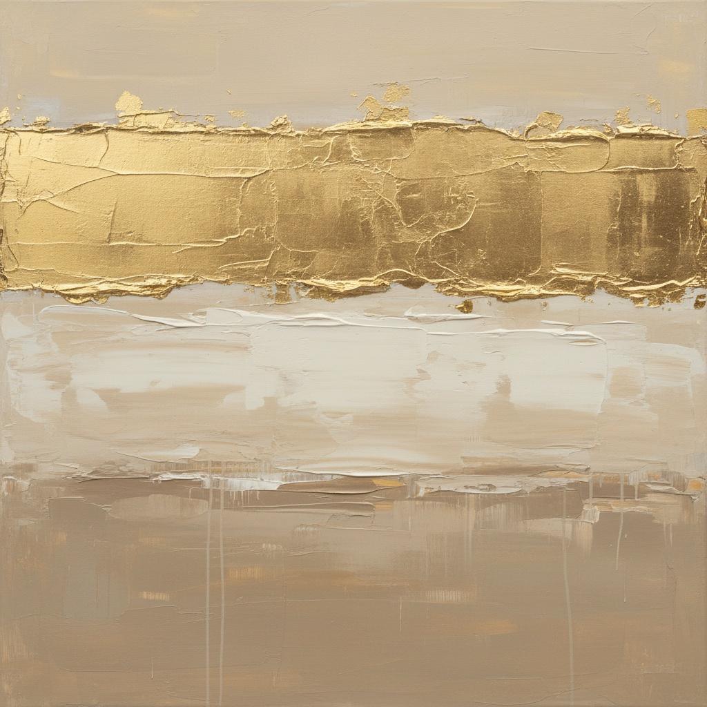 Gilded Horizon: A Monumental Study In Textured Gold And Serene Earth Tones — Laurent Fabre