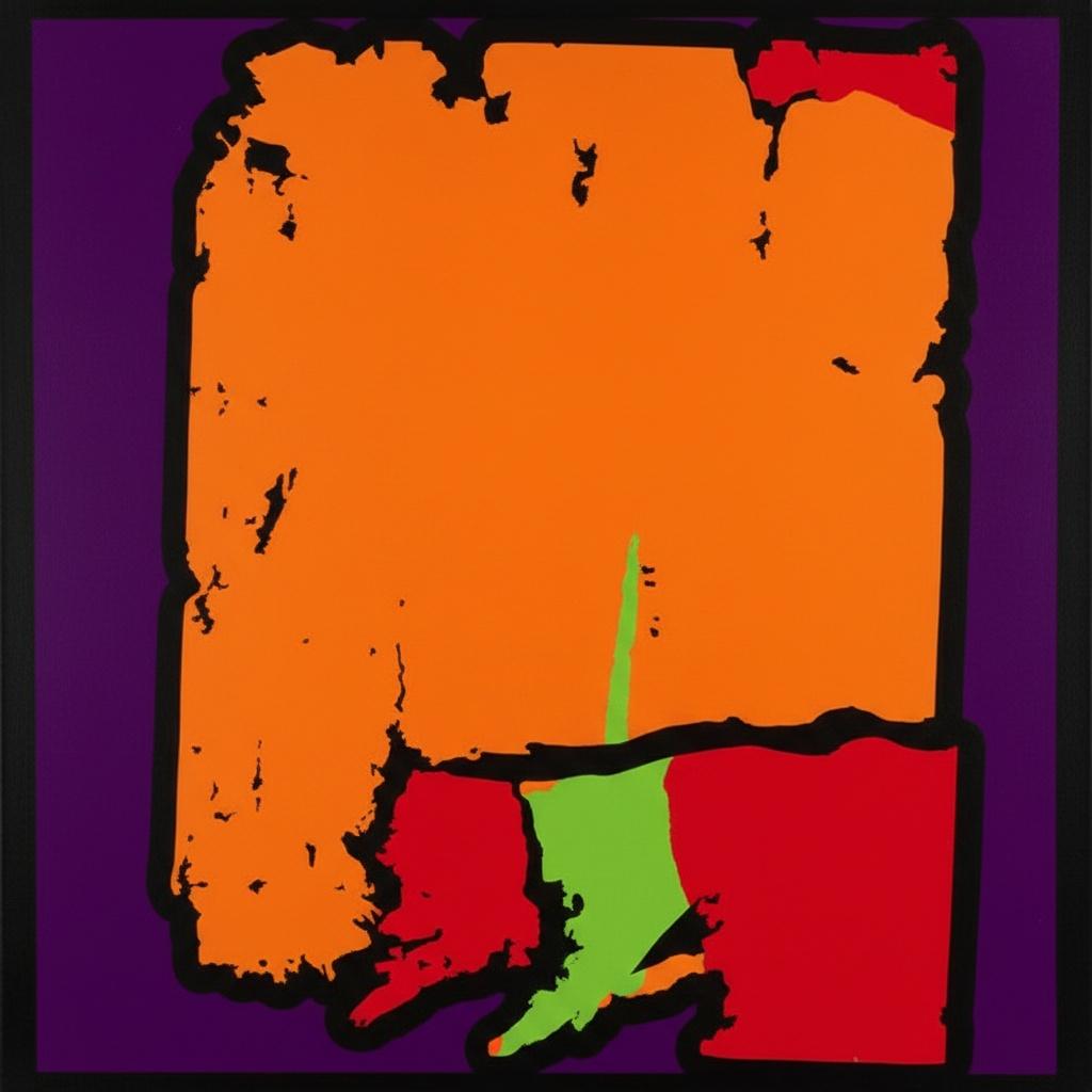 Monolithic Amber Fragments Amidst A Primordial Dance Of Crimson And Verdant Chaos — Caroline Pelletier