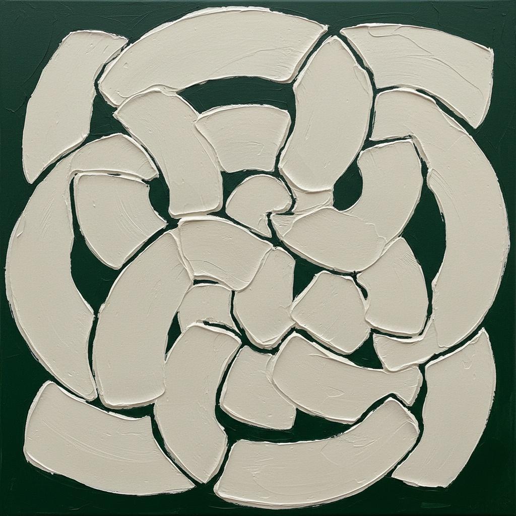Eternal Radiance In Forest Green: A Monumental Impasto Study Of Organic Symmetry — Laurent Fabre