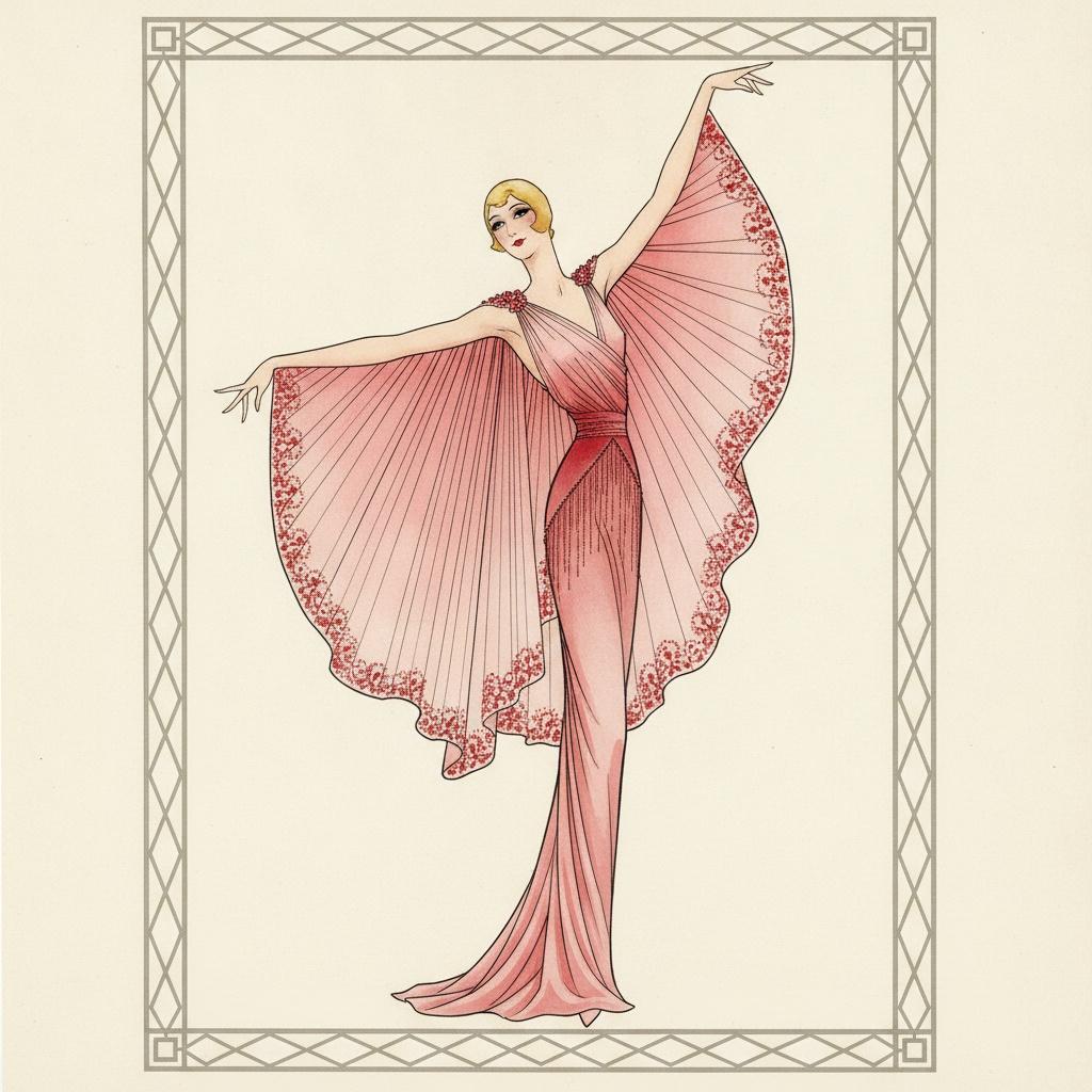 Blush Silhouettes In A Framed Floral Ink Wash — Valentin Laurent De Courcey