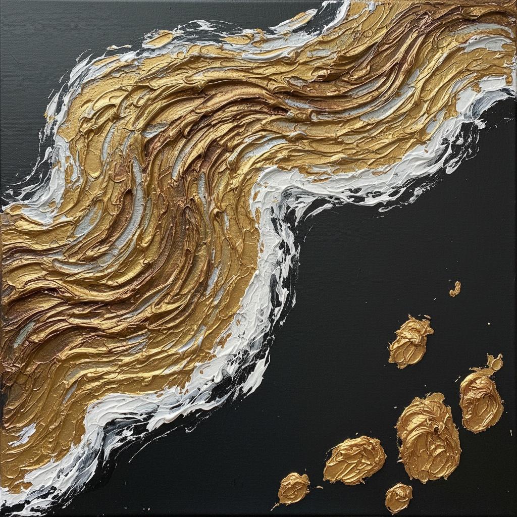 Gilded Surge In Charcoal Void: A Monumental Study Of Sculptural Fluidity And Motion — David Moreau