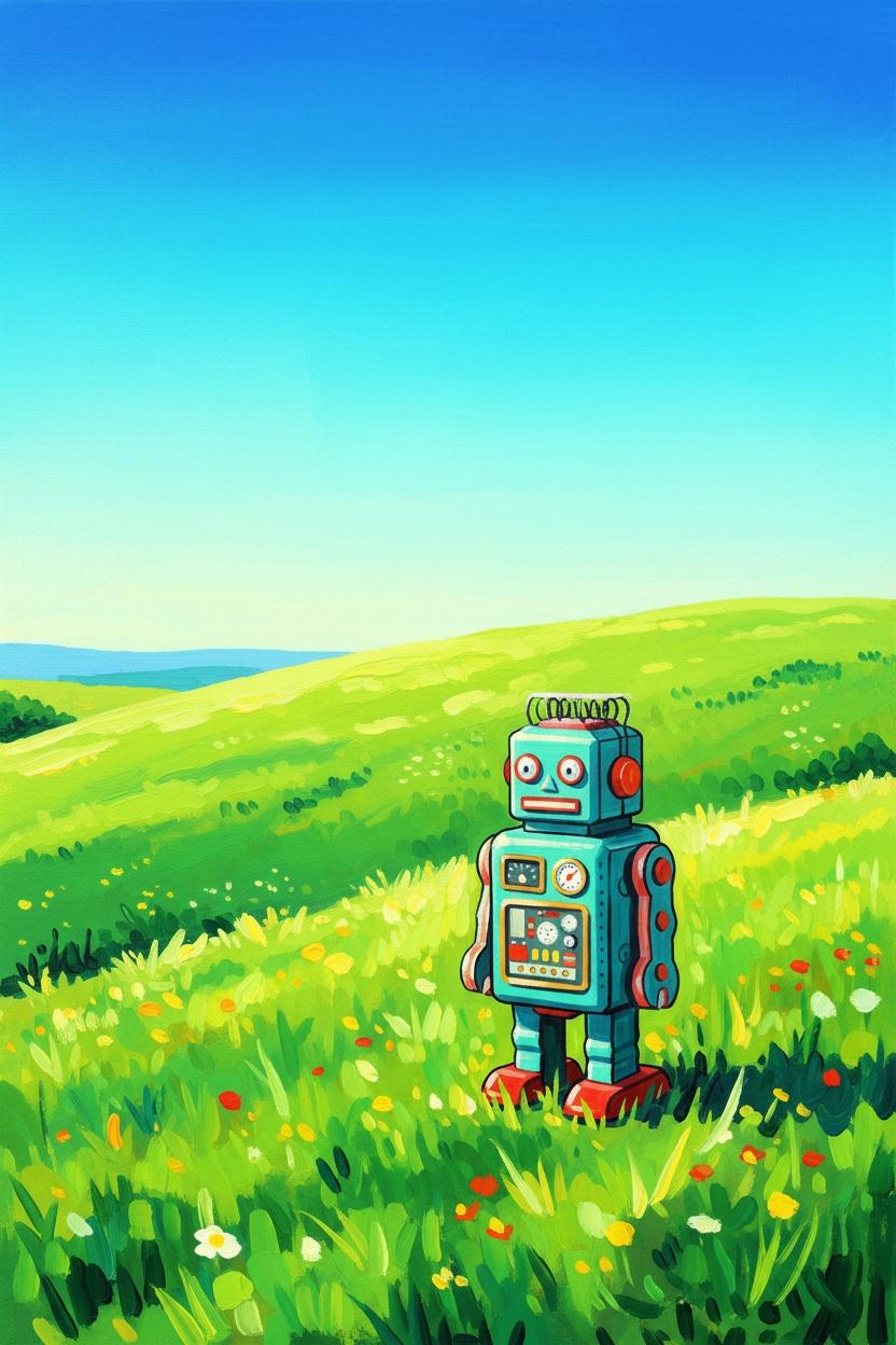 The Silent Observer In Azure Meadows — Élise Joly