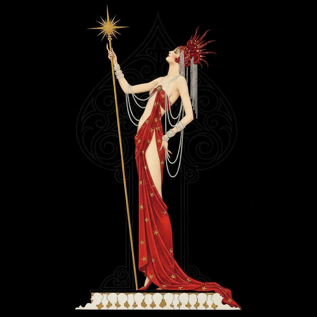 Crimson Silk And Golden Star Upon A Pearl Cascade — Valentin Laurent De Courcey