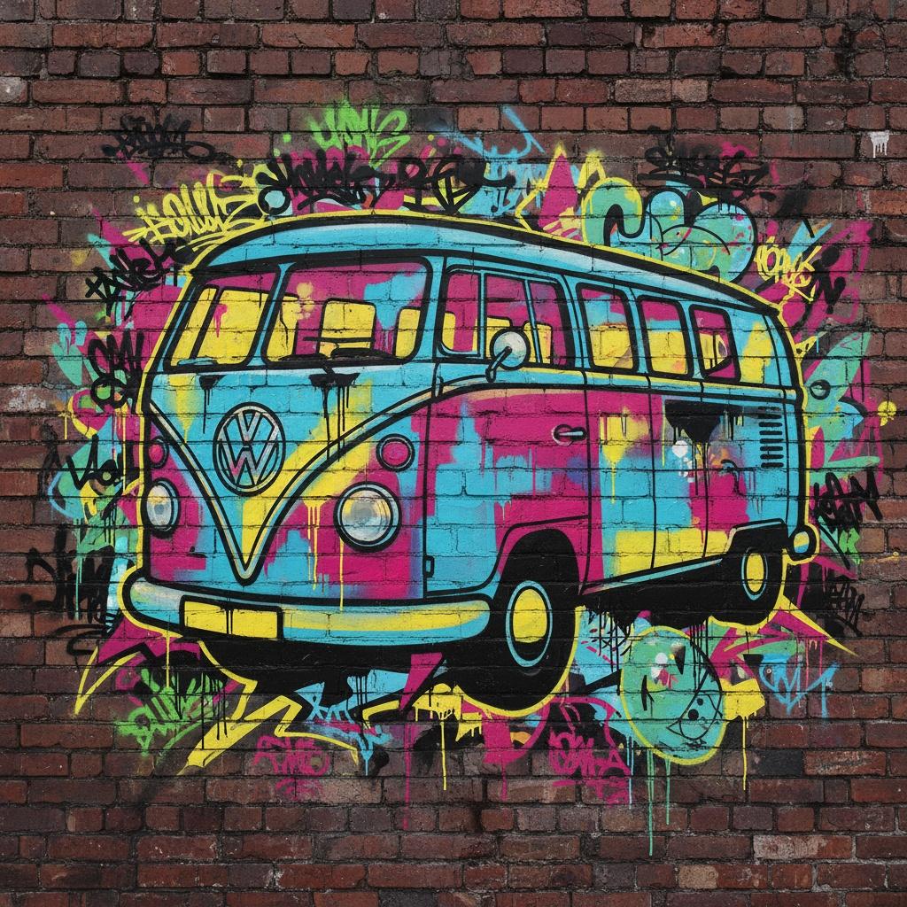 Vibrant Urban Echoes: A Singular Symphony Of Neon Street Art And Crimson Masonry — Théo Masson