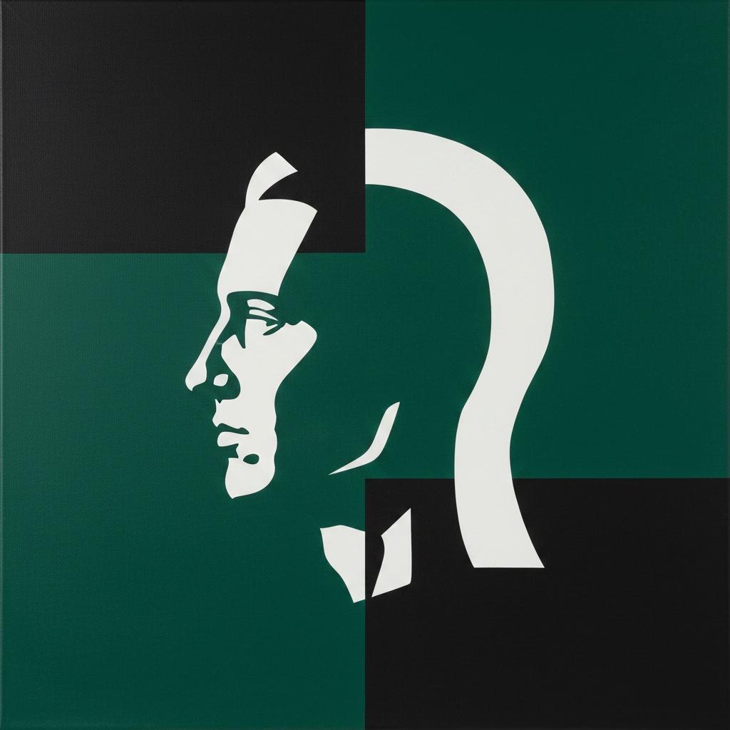 Modular Contours: A Study In Profile Against Structured Void And Emerald Depth — Laurent Fabre