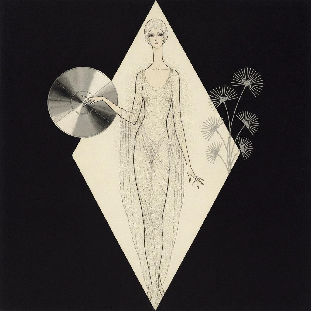 Silver Disc And Stippled Figure Within A Geometric Diamond — Valentin Laurent De Courcey