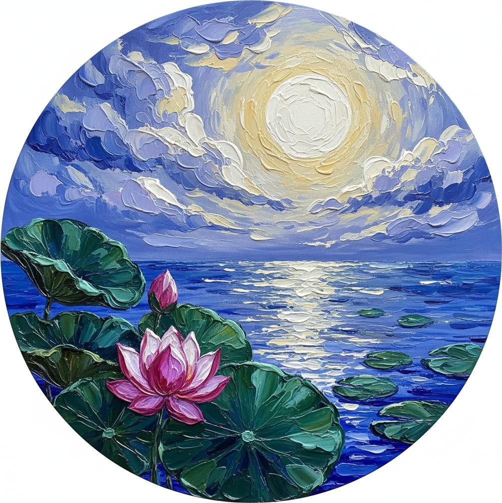 Celestial Radiance Amidst The Sacred Bloom Of An Eternal Indigo Lotus — David Moreau