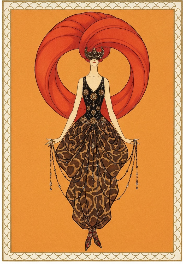 Vermilion Halo Over A Patterned Silhouette In Gold Frame — Valentin Laurent De Courcey