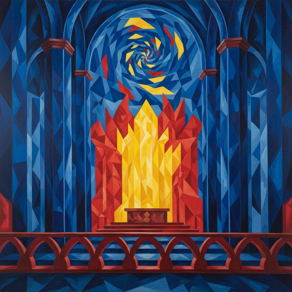 Celestial Convergence In Cobalt And Flame — Agathe Morin