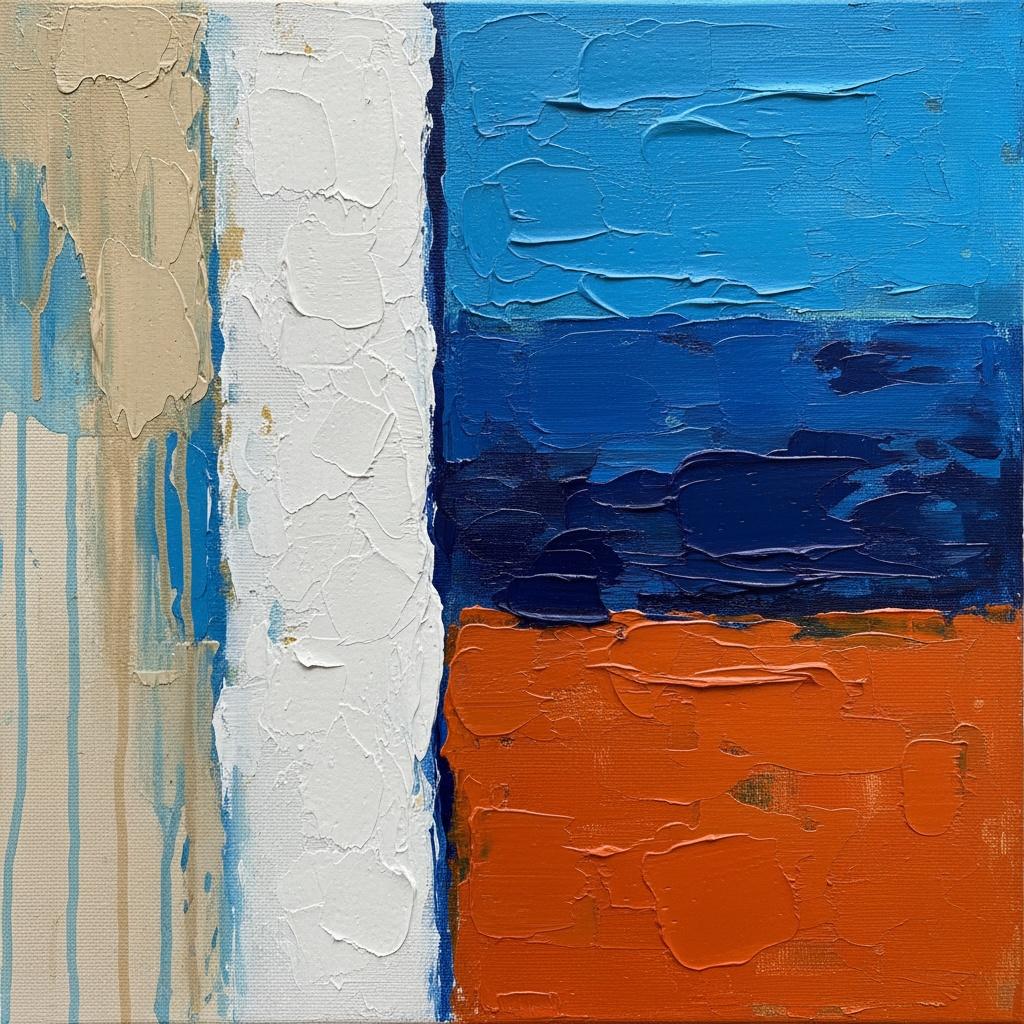 Monolithic Horizons: A Sculptural Study In Cobalt, Terra Cotta, And Structural White — Christian Noiret